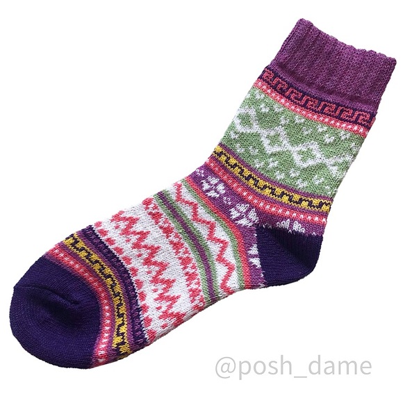 Accessories - Fair Isle Wool Knit Chunky Thick Crew Socks